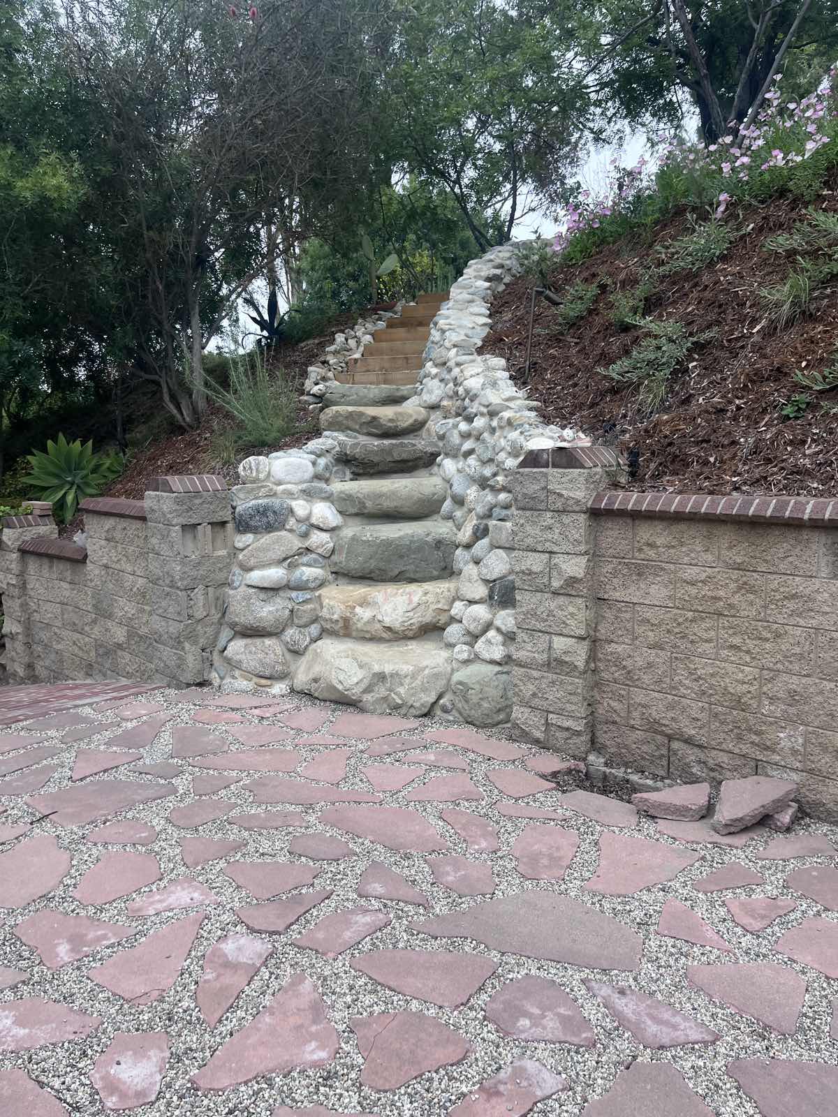 Boulder staircase driveway in Pacific Palisades